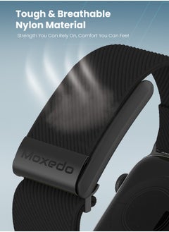 Moxedo Moxedo Hybrid Fit-Weave Nylon Braided Band Adjustable Replacement Strap Compatible for iWatch and Whoop 4.0 Wearable Health and Fitness Tracker - Black  - Image 2