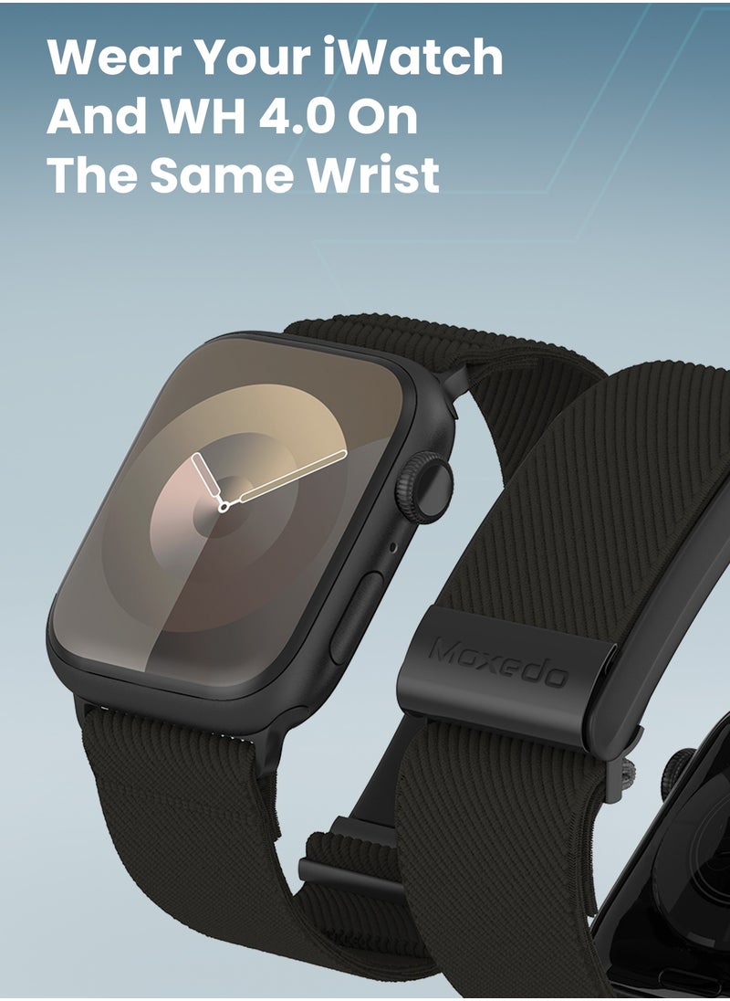 Moxedo - Moxedo Hybrid Fit-Weave Nylon Braided Band Adjustable Replacement Strap Compatible for iWatch and Whoop 4.0 Wearable Health and Fitness Tracker - Black - Image 1