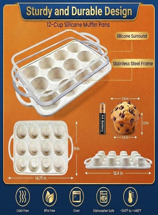 BAKE BOSS صينية مافن عادية من بيك بوس، ١٢ كوب - عبوة واحدة - كريمة - Image 2