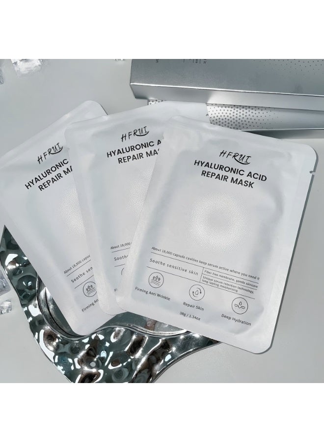 HFRUI Hyaluronic Acid Repair Sheet Mask - Deep Hydration & Skin Repair - Microcrystalline Hydrolyzed Collagen & Tremella Extract - Soothing Care for Sensitive Skin - 4 MASKS EA,Total 2 Boxes - Image 4