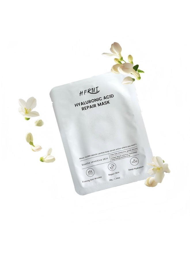 HFRUI Hyaluronic Acid Repair Sheet Mask - Deep Hydration & Skin Repair - Microcrystalline Hydrolyzed Collagen & Tremella Extract - Soothing Care for Sensitive Skin - 4 MASKS EA,Total 2 Boxes - Image 5