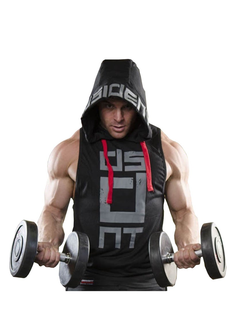 Al Aoyama Men's Workout Hooded Tank Tops Sports Training Sleeveless Gym  - Image 1