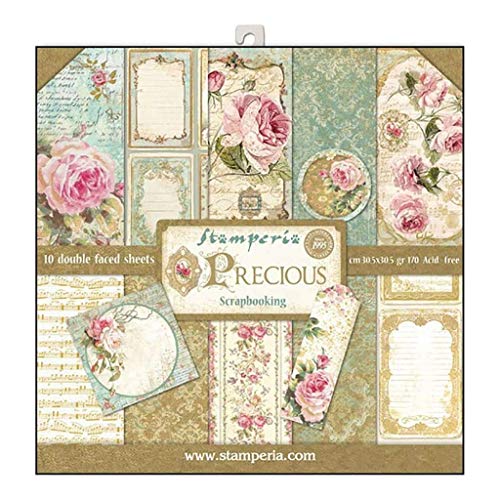 STAMPERIA Stamperia International KFT Paper Pad 10 Sheets DoubleSided Elegant Gift Multicoloured 305 x 305 