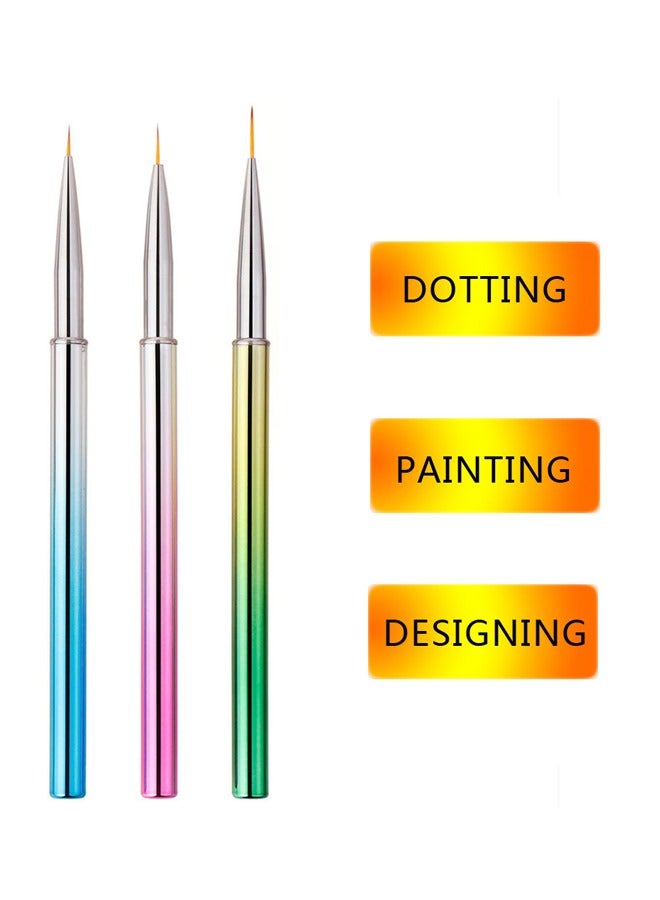 GUSGU Nail Art Liner Brushes, Nail Gel Polish Painting Nail Art Design，Brush Pen Set，Nail Dotting Painting Drawing Pen Size 6/9/11mm，3pcs Assorted Color. - Image 3