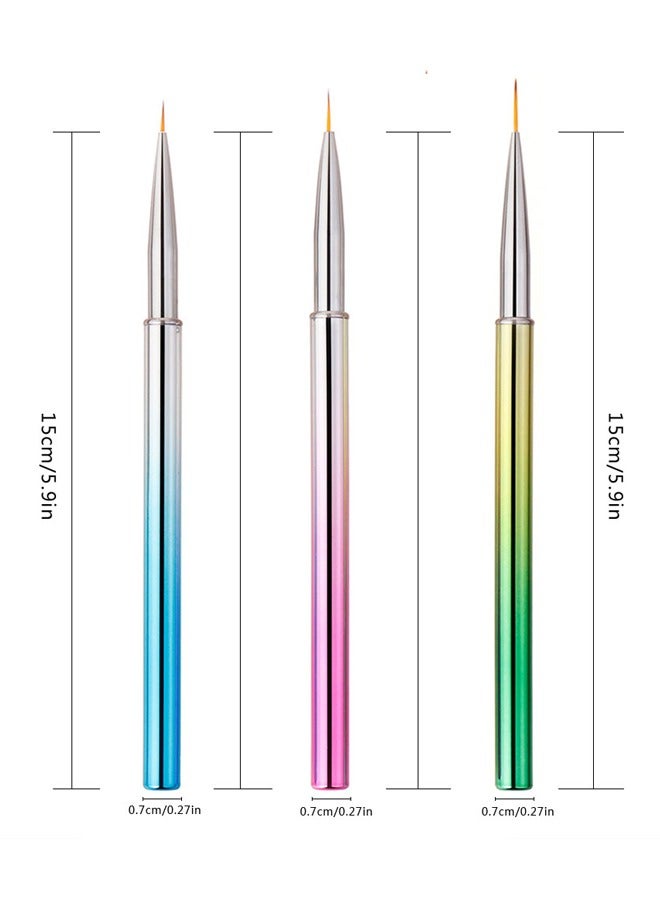 GUSGU Nail Art Liner Brushes, Nail Gel Polish Painting Nail Art Design，Brush Pen Set，Nail Dotting Painting Drawing Pen Size 6/9/11mm，3pcs Assorted Color. - Image 4