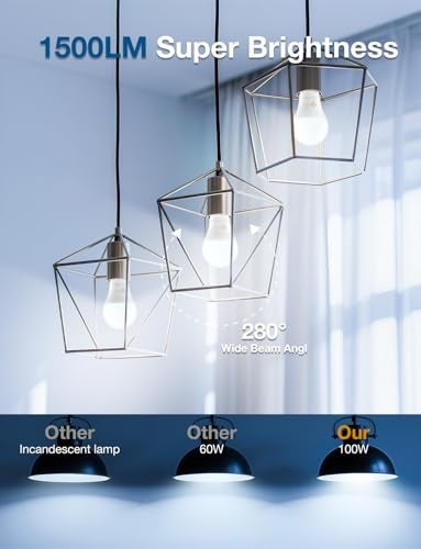 DAYBETTER LED Light Bulbs, A19 5000K Daylight Light Bulbs 100 Watt Equivalent, 1500LM Bright White Light Bulbs, E26 Standard Base, Non-Dimmable, 15 Watt Lightbulbs for Home Office, 12 Pack - Image 4