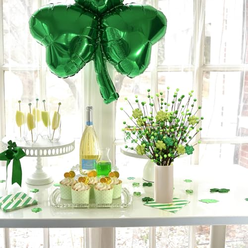 CRCZK 6 Pack Shamrock Berry Stems Decor, 24Inch Artificial Clover Stems for St. Patrick's Day Decorations, Festive Greenery St Patrick Berry Picks for Table Centerpieces and DIY Irish Holiday Crafts - Image 5