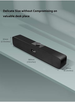 BONKS Computer Speakers with 3.5 mm Aux, Small PC Speakers Powered by USB, Wired USB Desktop Speaker, USB Soundbar for Monitor, Mini Stereo Speaker for PC, Tablets, Laptop, Tablets, Xbox, Plug and Play  - Image 5