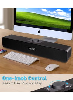 BONKS Computer Speakers with 3.5 mm Aux, Small PC Speakers Powered by USB, Wired USB Desktop Speaker, USB Soundbar for Monitor, Mini Stereo Speaker for PC, Tablets, Laptop, Tablets, Xbox, Plug and Play  - Image 2