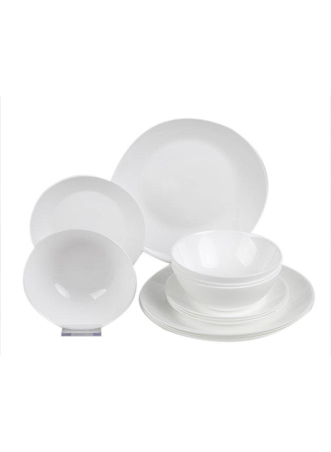 ايست من نون طقم أطباق عشاء مكون من 12 قطعة، 4 أطباق، أطباق عشاء بيضاء من زجاج الأوبال خفيف الوزن، آمنة للغسالة والميكروويف - Image 1