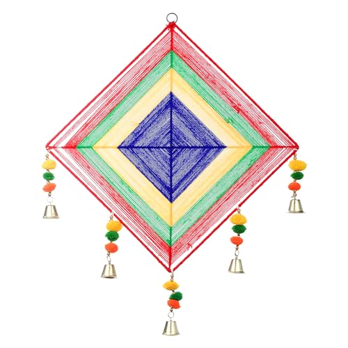 Akaar Décor Hand Crafted Kite Wall Hangings with Bells in Multi Color for Decoration/Wedding/Mehendi/Haldi/Sakrant/Diwali/Holi Decor - Pack of 1 Hangings (Multicolor)- 1.5 ft - Image 4