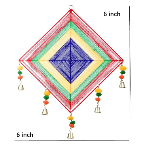 Akaar Décor Hand Crafted Kite Wall Hangings with Bells in Multi Color for Decoration/Wedding/Mehendi/Haldi/Sakrant/Diwali/Holi Decor - Pack of 1 Hangings (Multicolor)- 1.5 ft - Image 5