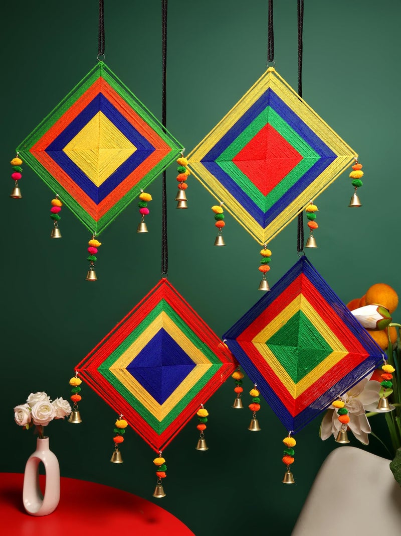 Akaar Décor Hand Crafted Kite Wall Hangings with Bells in Multi Color for Decoration/Wedding/Mehendi/Haldi/Sakrant/Diwali/Holi Decor - Pack of 1 Hangings (Multicolor)- 1.5 ft - Image 3