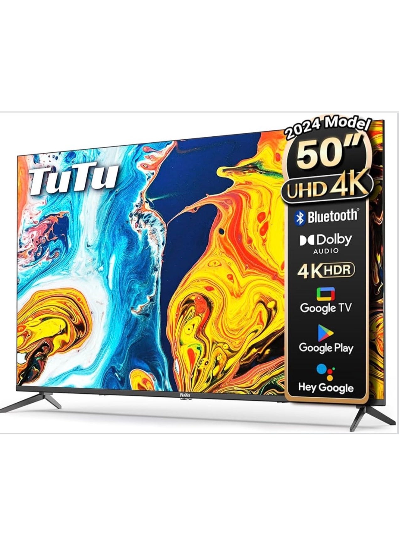 50-Inch 4K UHD Smart TV, Built in receiver, Google TV with Built-in Chromecast & Google Assistance, Hands-Free Voice Control, Dolby Audio, HDR10 & Micro Dimming Technology, Edgeless Design. G50QU Black