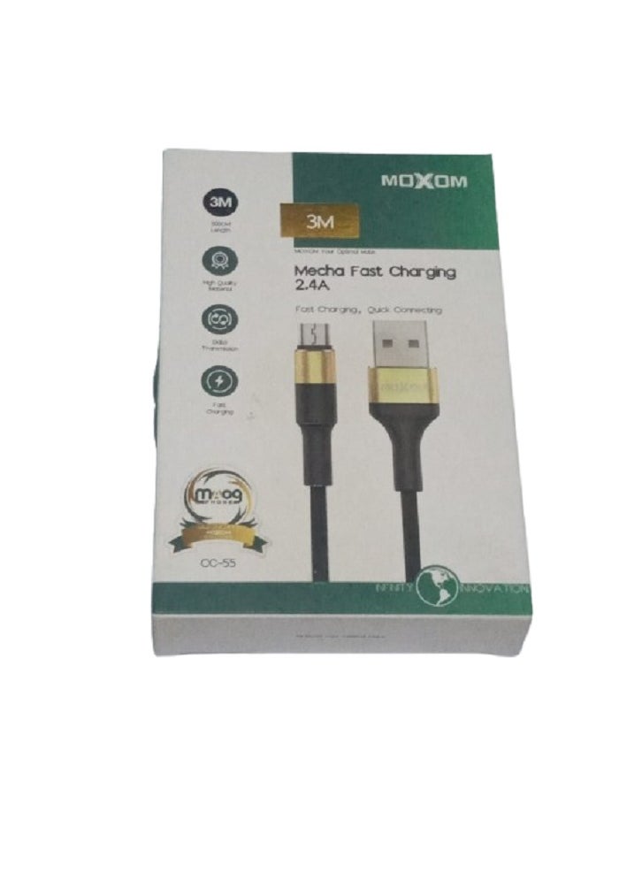 MOXOM Mecha Fast Charging 2.4A 3M Data cable Cable CC-55  - Image 2