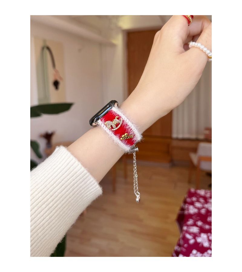 Mixed Color Handmade Plush Watch Band For 38 To 49mm Apple Watch Sizes - Image 3