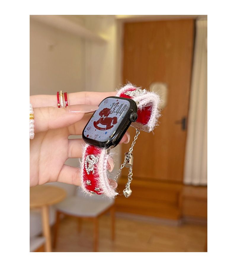 Mixed Color Handmade Plush Watch Band For 38 To 49mm Apple Watch Sizes - Image 1