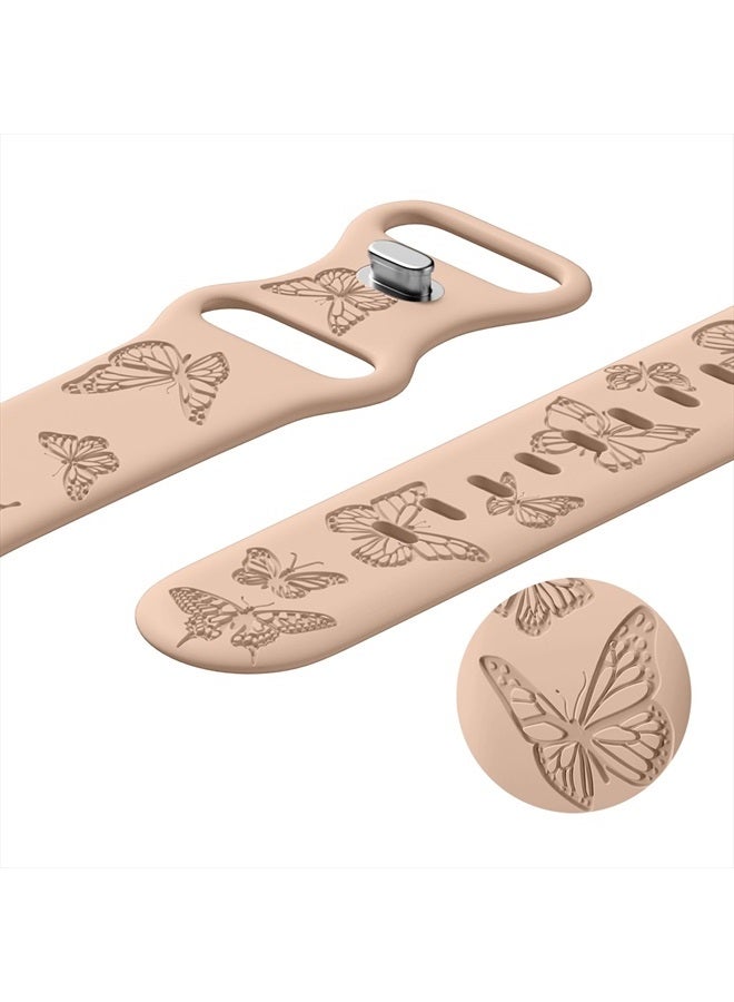 IKANFI Butterfly Engraved Bands Compatible with Apple Watch Band 41mm 40mm 38mm Women, Silicone Butterfly Sport Embossed Strap for iWatch Bands Series SE 8 7 6 5 4 3 2 1-Buterfly-MT38 - Image 4