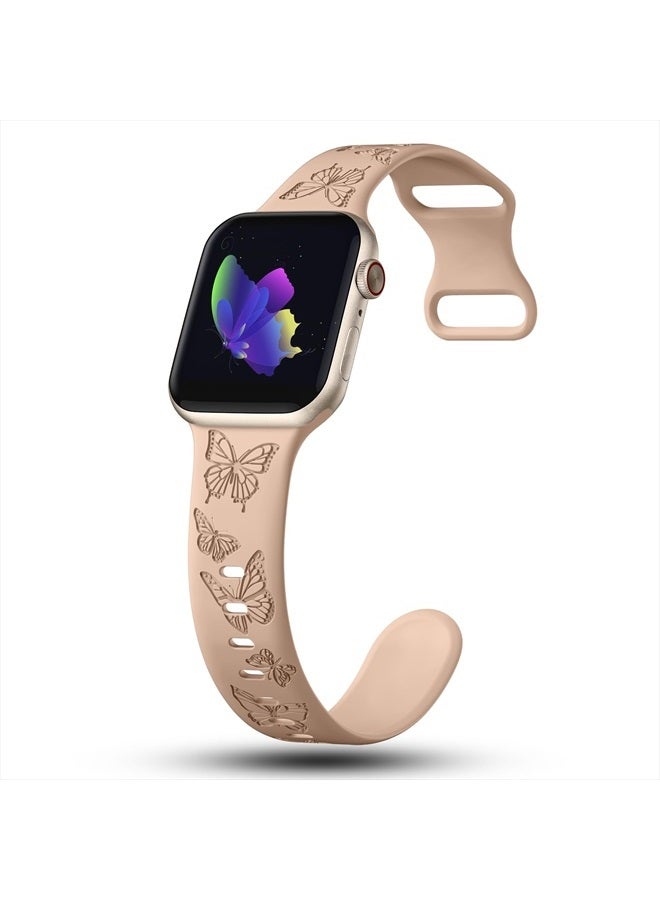 IKANFI Butterfly Engraved Bands Compatible with Apple Watch Band 41mm 40mm 38mm Women, Silicone Butterfly Sport Embossed Strap for iWatch Bands Series SE 8 7 6 5 4 3 2 1-Buterfly-MT38 - Image 3