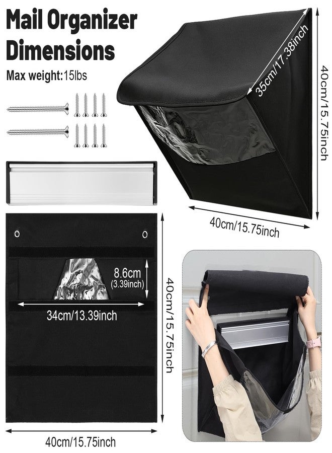 Dntorx 1 Set Mail Slot for Front Door, Aluminum Alloy Mail Slots Cover with Mail Catcher Bag Mail Slot Catcher for Door Mail Slot(12"×2.7",Black) - Image 3