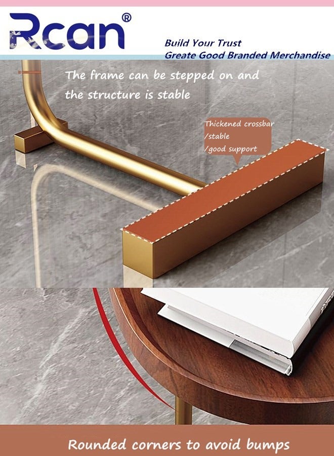 Rcan C Shaped Small Side Table Living Room Wooden Oval Tray Coffee Table Slides Into Sofa Metal Frame Coffee Table for Small Space, Sofa, Bedroom Bedside, Kitchen, Bathroom  - Image 3