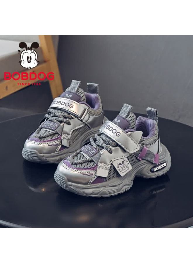 Bobdog Boys' Breathable Mesh Shoes, Comfortable Children's Sneakers For Autumn, 102553118, Pigeon Gray/rose Purple, Size 35 - Image 1