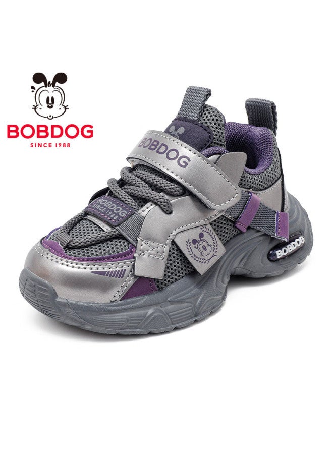Bobdog Boys' Breathable Mesh Shoes, Comfortable Children's Sneakers For Autumn, 102553118, Pigeon Gray/rose Purple, Size 35 - Image 2