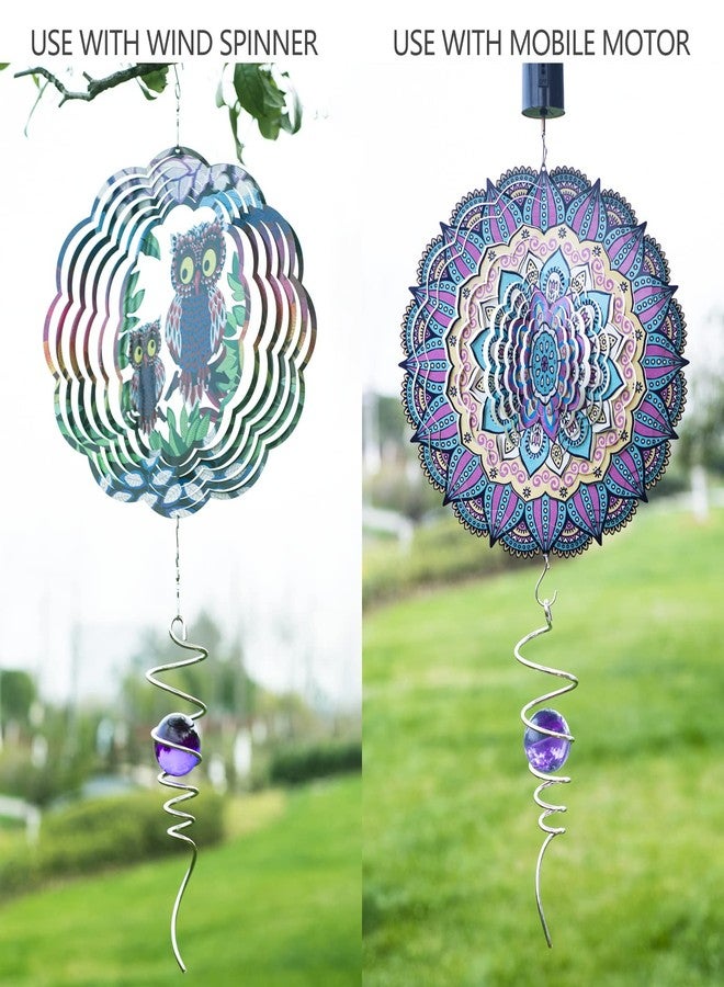 FENELY Gazing Ball Spiral Tail Wind Spinner Stabilizer, Garden Decorations Stainless Steel Metal with Hook & Purple Crystal Glass Orb Outdoor Hanging Decor Kinetic Yard 3D Swivel Art Sun Catchers - Image 5