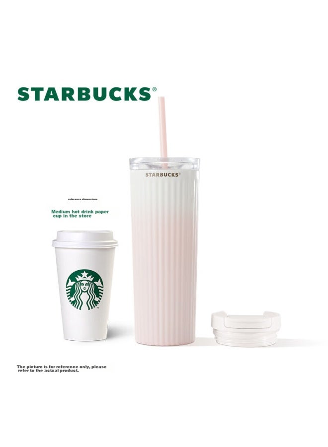 Starbucks كوب ستاربكس المصنوع من الفولاذ المقاوم للصدأ بتدرج الوردي، كوب بطاطس مقلية، 473 مل، مثبت في السيارة، يحافظ على البرودة والحرارة، كوب للحفاظ على البرودة، هدية كيوشي - Image 3