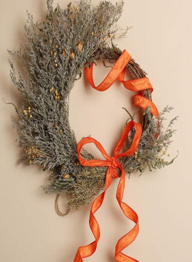 LaRibbons Orange Ribbon Wired 1 Inch x 10 Yards Fall Dupioni Ribbon for Gift Wrapping Flower Bouquet Wreath Bow Party Home Decoration - Image 4