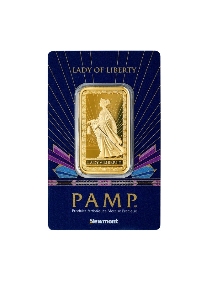 PAMP / Newmont Lady of Liberty 1oz 999.9 Fine Gold Bar - Image 1
