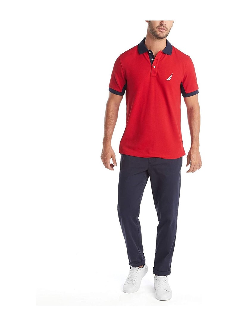 نوتيكا قميص بولو من Nautica للرجال ذو المقاس الكلاسيكي قصير الأكمام أحمر مقاس Small  - Image 4
