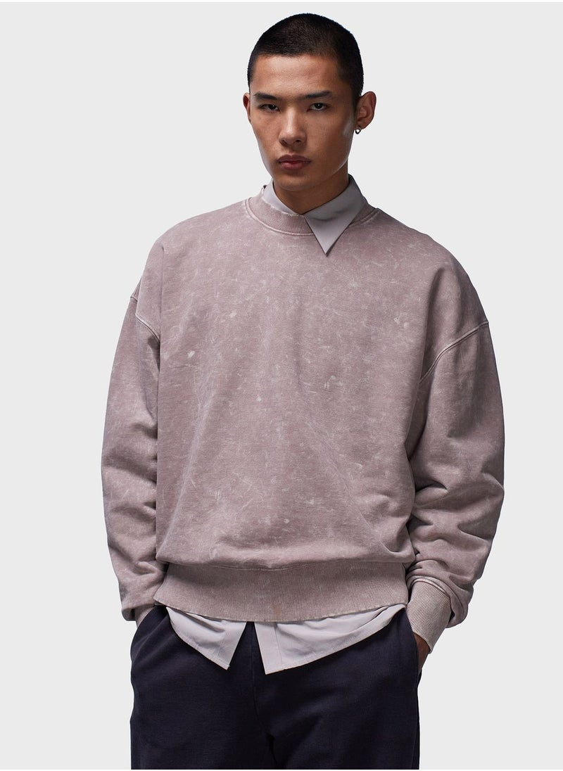 TOPMAN Topman Oversized Fit Sweatshirt With Acid Wash In  - Image 1