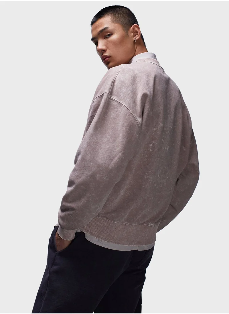 TOPMAN Topman Oversized Fit Sweatshirt With Acid Wash In