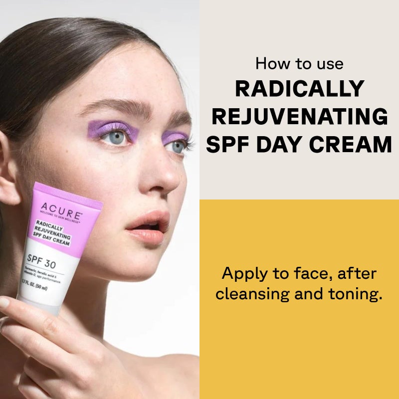 Acure Radically Rejuvenating SPF 30 Day Cream - Face Moisturizer with SPF 30 & Vitamin C, Anti Aging Sunscreen, Hydrating Face Cream, Daily Facial Care for Women & Men with Turmeric, Vegan - 1.7 fl oz - Image 4