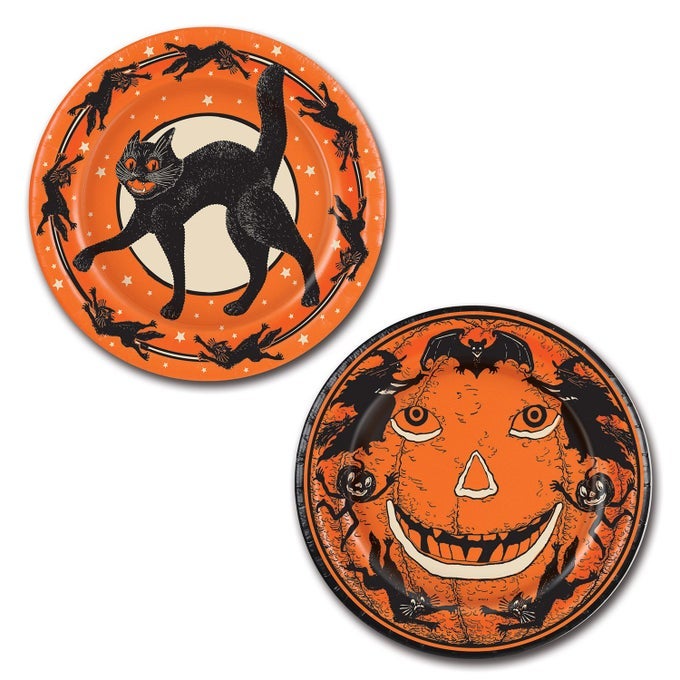 HALLOWEEN ROUND PLATES 9 INCH ORANGE