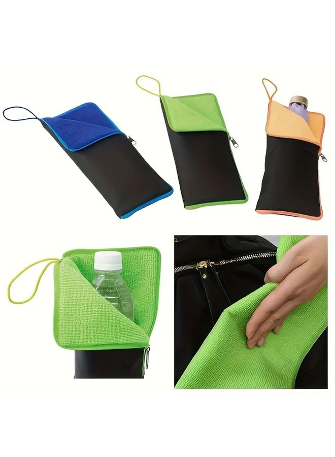 Green Travel Umbrella Storage Bag With Handle Absorbent Foldable Case - Image 2