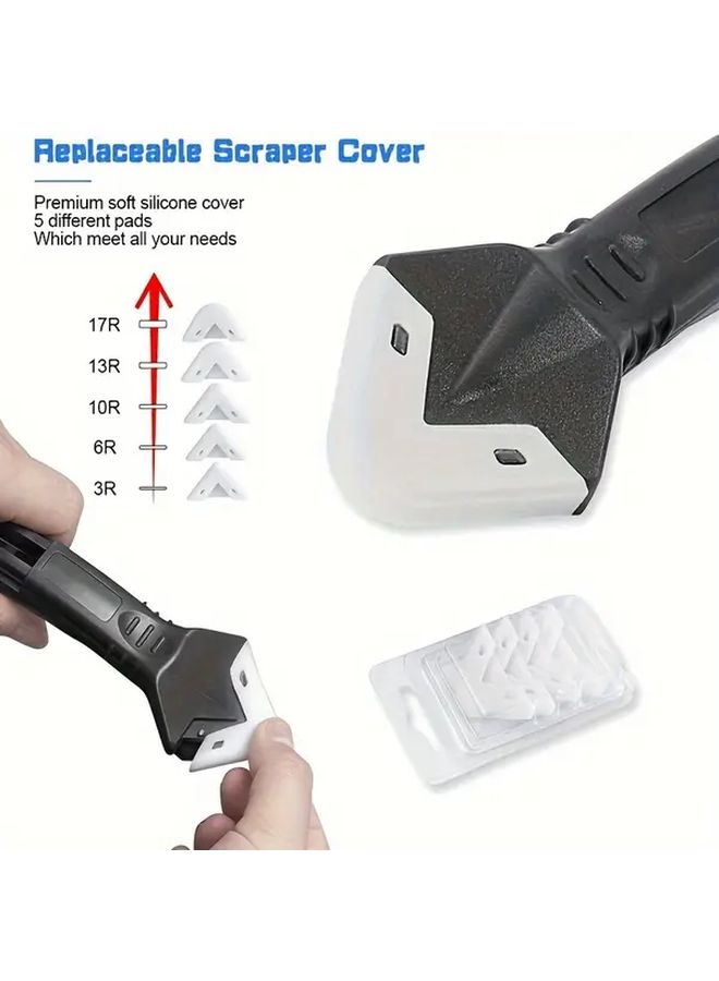 3 In 1 Silicone Caulking Set With Stainless Steel Tip Black Heavy Duty Ergonomic Design For Home Improvement Sealant Cleaner Planting Spade And Replaceable Pad - Image 3