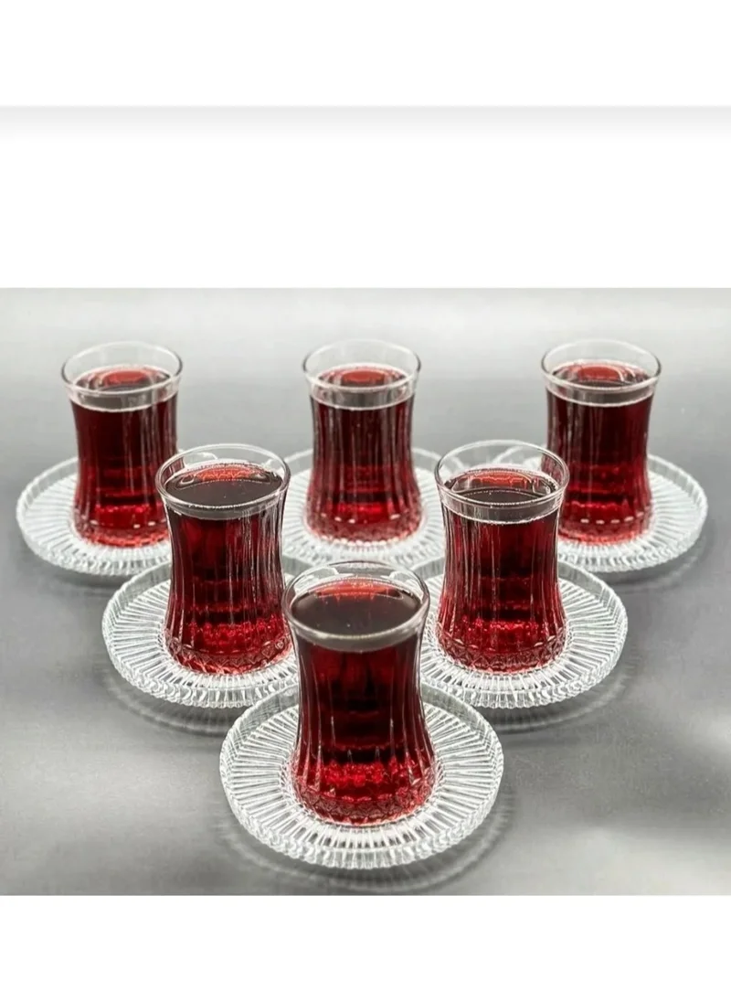Paşabahçe Elysia Tea Cup and Riva Tea Plate Set 12 Pieces