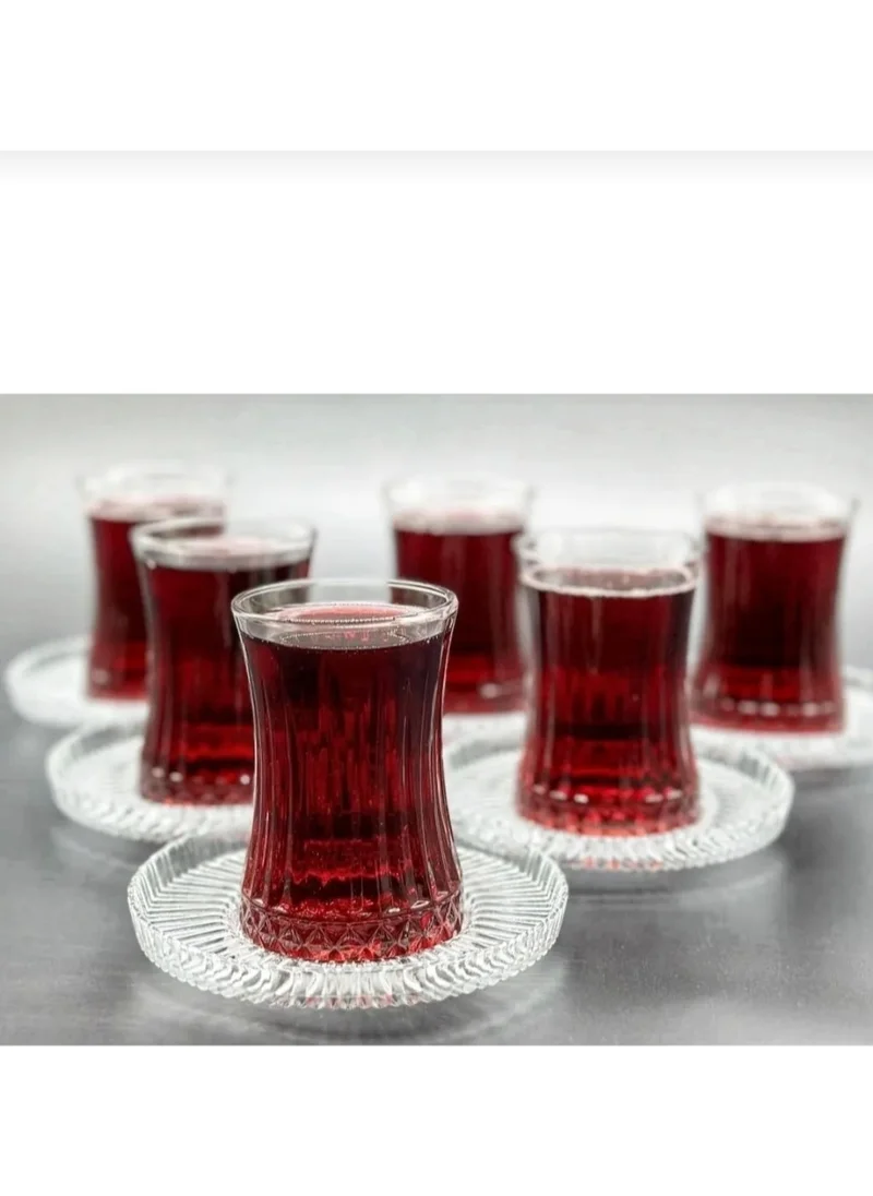 Paşabahçe Elysia Tea Cup and Riva Tea Plate Set 12 Pieces
