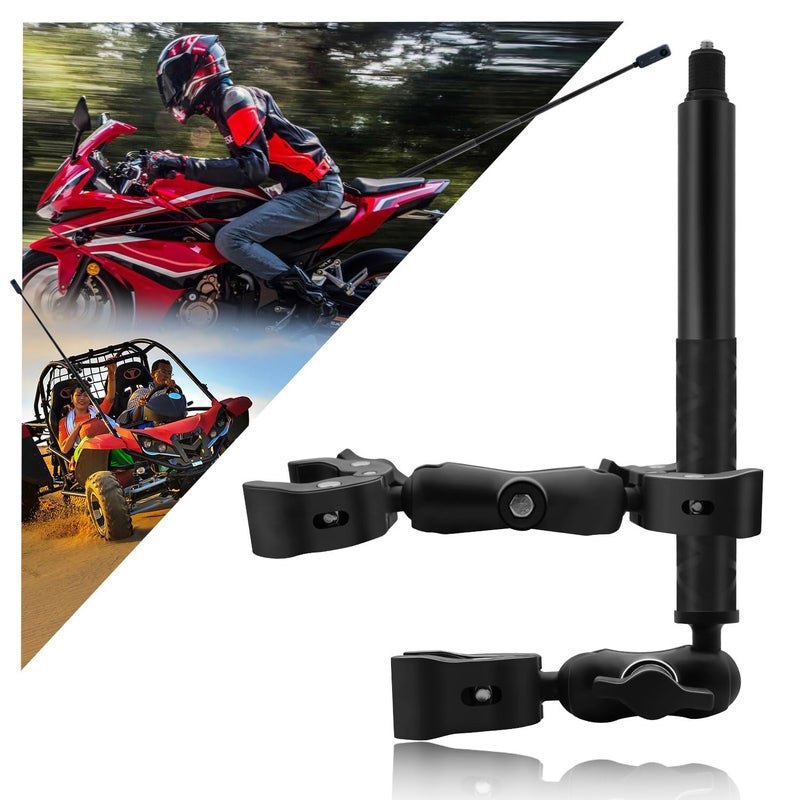 HAFOKO Motorcycle Double Clamp Mount with 47" Invisible Selfie Stick Compatible for Insta 360 X5 X4 X3 X2 X ONE GO 3 Aluminum Alloy Heavy-Duty Camera Bike ATV Double Clamp Mount Kit - Image 1