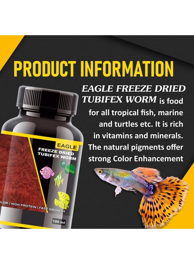 طعام أسماك الزينة VAYINATO Eagle المجفف بالتجميد Tubifex، 100% طبيعي لجميع أنواع الأسماك والسلاحف والزواحف، 100 مل - 3.3 أونصة | نسبة عالية من البروتين | لا يسبب ضررًا للأسماك، في جميع مراحل الحياة - Image 3