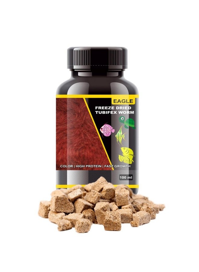 طعام أسماك الزينة VAYINATO Eagle المجفف بالتجميد Tubifex، 100% طبيعي لجميع أنواع الأسماك والسلاحف والزواحف، 100 مل - 3.3 أونصة | نسبة عالية من البروتين | لا يسبب ضررًا للأسماك، في جميع مراحل الحياة - Image 1