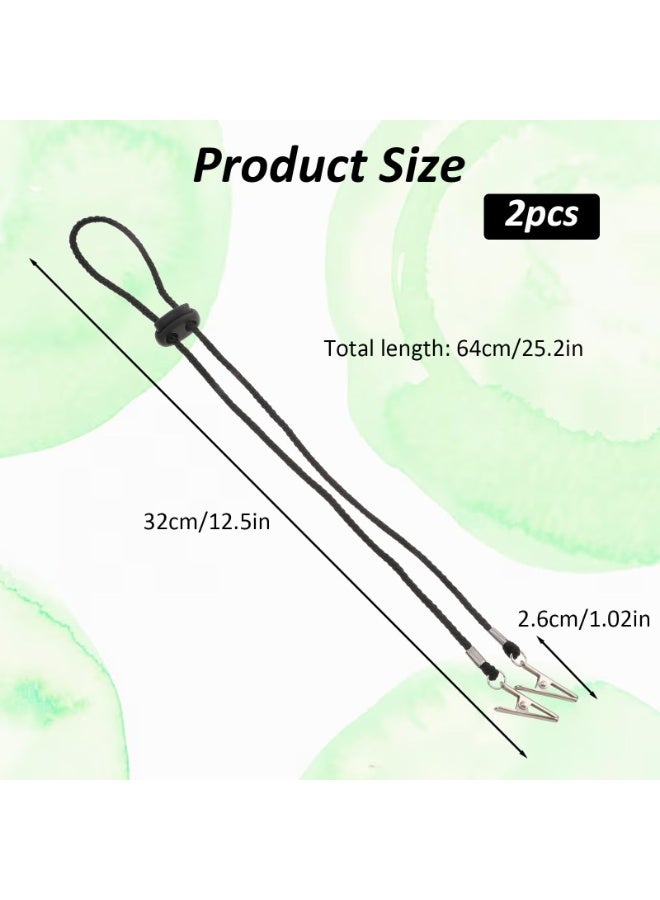 2 Pieces Black Adjustable Neck Chain Napkin Bib Holder Clips, Lightweight Portable Fixing Clamps, Universal Accessory For Dental Bibs, Running Sports, Elderly Seniors & Daily Adult Use - Image 2