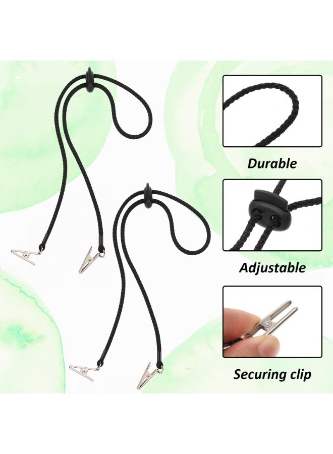 2 Pieces Black Adjustable Neck Chain Napkin Bib Holder Clips, Lightweight Portable Fixing Clamps, Universal Accessory For Dental Bibs, Running Sports, Elderly Seniors & Daily Adult Use - Image 5