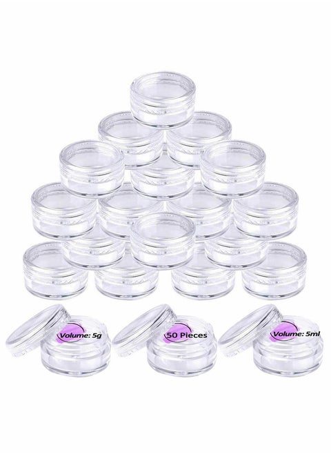 50 Pieces Small Clear Round Travel Sample Jar Pots 5g 5ml Small Sample Containers Plastic Jars for Women Creams Make-up Sample Containers
