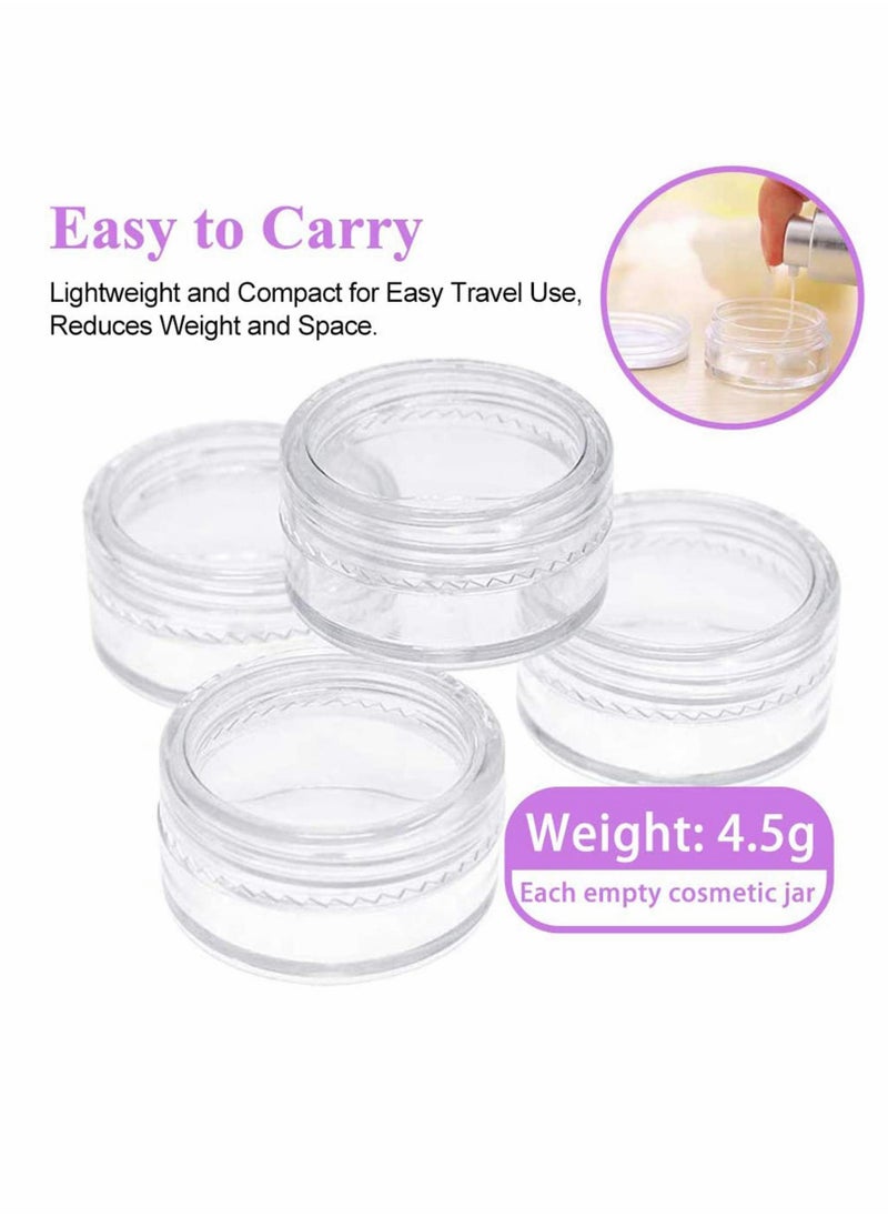 50 Pieces Small Clear Round Travel Sample Jar Pots 5g 5ml Small Sample Containers Plastic Jars for Women Creams Make-up Sample Containers