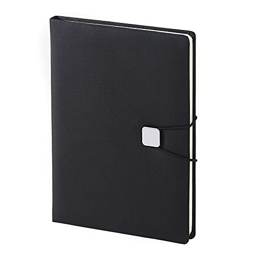 REGAL Premium A-5 PU Leather Notebook Diary Journal with Metal Accessorised Elastic Band Closure, 192 pages, 80 gsm (Rich Black) - Image 1