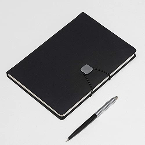 REGAL Premium A-5 PU Leather Notebook Diary Journal with Metal Accessorised Elastic Band Closure, 192 pages, 80 gsm (Rich Black) - Image 2