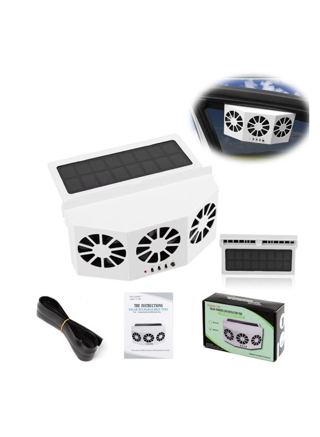 Portable Solar Powered Fan for Car, 12V Car Window Fan Solar Powered, Auto Solar Ventilation Fan for Car, Vehicle Exhaust Cooling Fan, for All Kinds of Cars, White  - Image 1